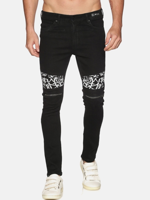 

KULTPRIT Men Black Skinny Fit Mid-Rise Slash Knee Jeans