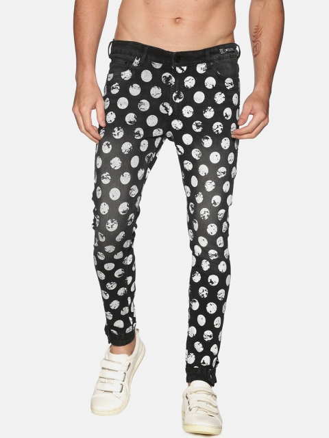 

KULTPRIT Men Black & White Prinetd Skinny Fit Jeans