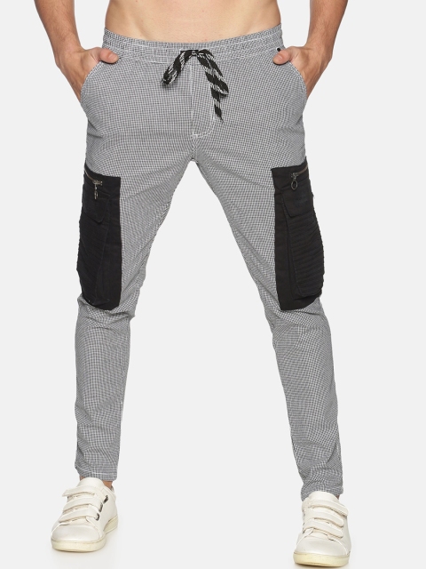 

KULTPRIT Men Black Skinny Fit Striped Regular Trousers