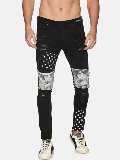 

KULTPRIT Men Black Skinny Fit Mid-Rise Highly Distressed Jeans