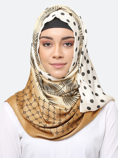 

MOMIN LIBAS Women Brown & Black Printed Hijab Scarf