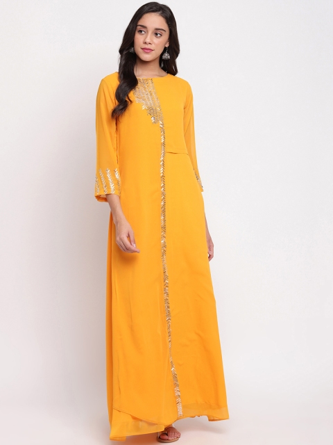 

Ashnaina Women Yellow Solid Maxi Dress
