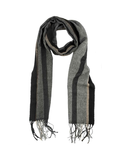 

The Tie Hub Men Grey Striped Woollen Scarf