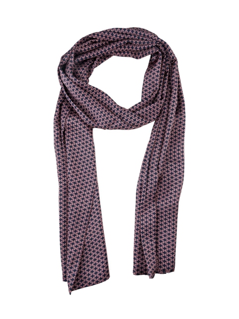 

The Tie Hub Men Navy Blue & Pink Printed Silk Scarf