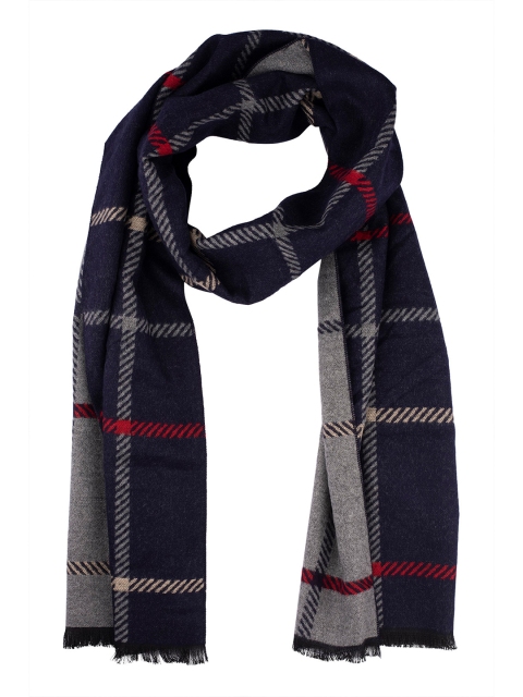 

The Tie Hub Men Charcoal Grey Checked Woollen Reversible Scarf