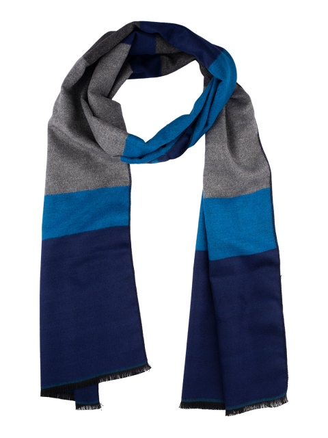 

The Tie Hub Men Blue & Grey Striped Woolen Scarf