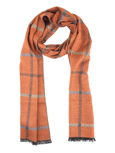 

The Tie Hub Men Orange & Blue Checked Woolen Scarf