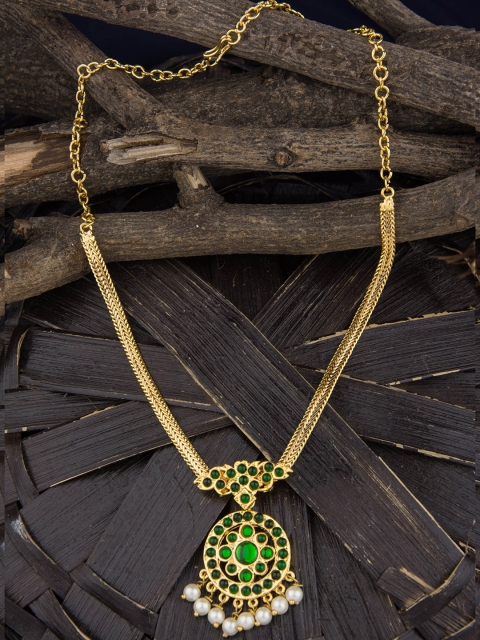 

Alankruthi Gold-Toned & Green Alloy Gold-Plated Handcrafted Necklace