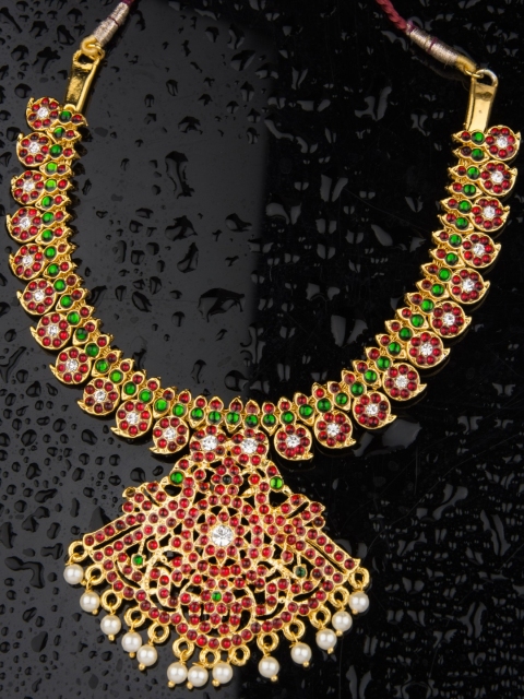 

Alankruthi Gold-Toned & Green Alloy Gold-Plated Handcrafted Necklace