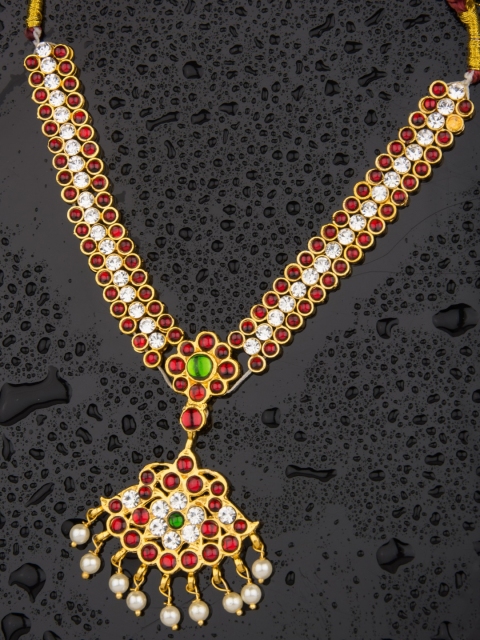 

Alankruthi Gold-Toned & Red Alloy Gold-Plated Handcrafted Necklace