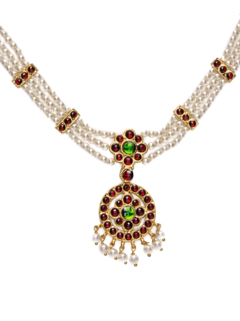 

Alankruthi Gold-Toned & Pink Alloy Gold-Plated Handcrafted Necklace