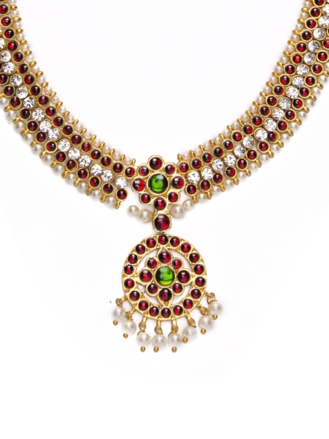 

Alankruthi Gold-Plated & Red Alloy Handcrafted Necklace
