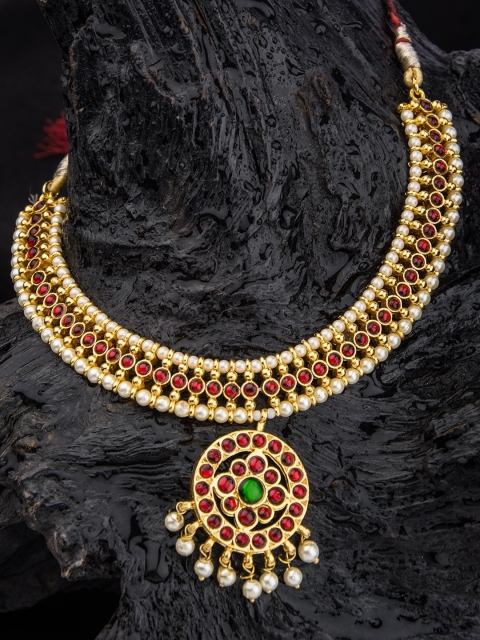 

Alankruthi Gold-Toned & Red Alloy Gold-Plated Handcrafted Necklace