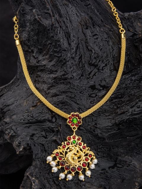 

Alankruthi Gold-Toned & Red Alloy Gold-Plated Handcrafted Necklace