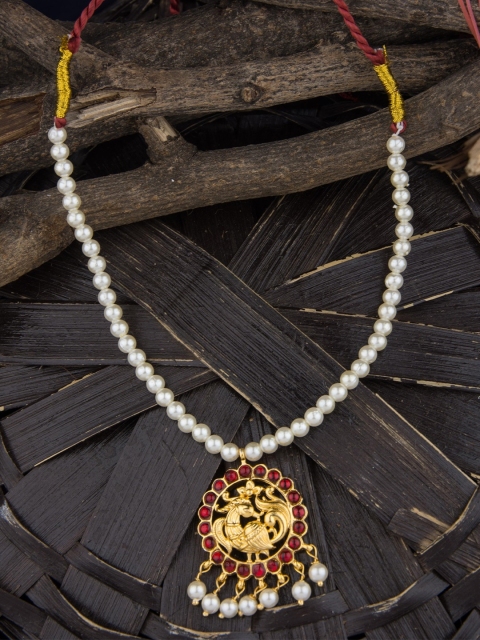 

Alankruthi Pink Alloy Gold-Plated Handcrafted Necklace