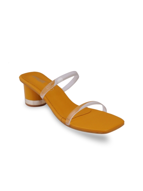 

SCENTRA Women Transparent & Yellow Solid Block Heels