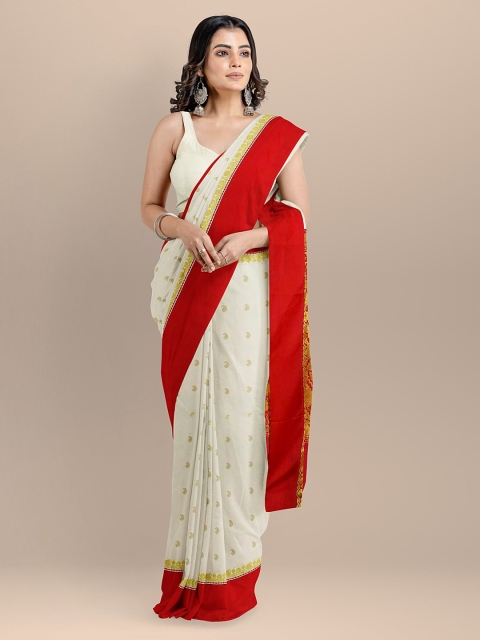 

BharatSthali Off-White Silk Cotton Woven Design Banarasi Saree
