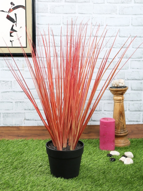 

NATURES HOME Pink & Black Artificial Grass In Pot