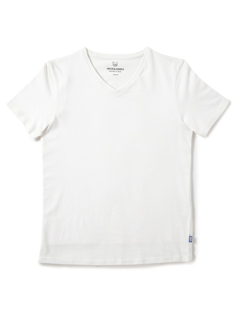 

Jack Jones Boys White V-Neck Slim Fit Cotton Pure Cotton T-shirt