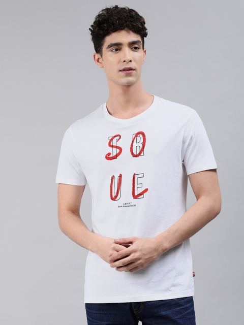 

Levis Men White Typography Printed Pure Cotton T-shirt