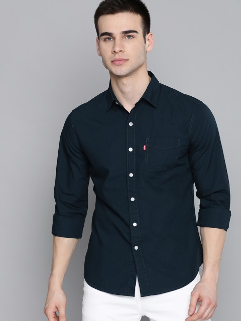 

Levis Men Sustainable Navy Blue Slim Fit Solid Casual Shirt