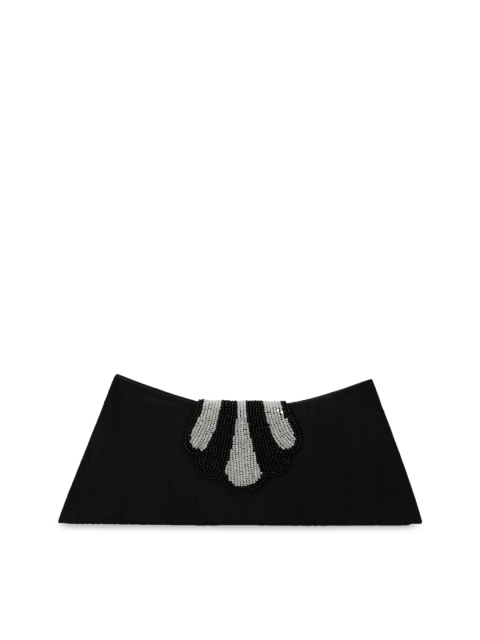 

Spice Art Black & Silver-Toned Embroidered Clutch