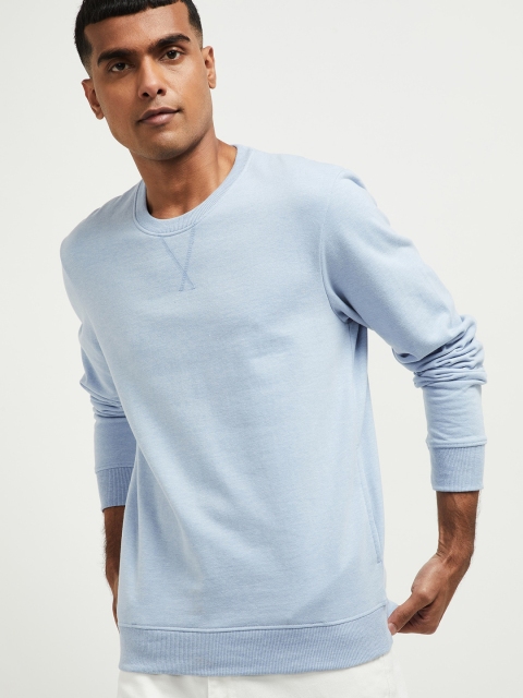 

max Men Blue Solid Sweatshirt