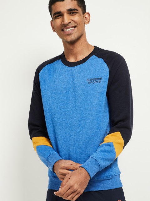 

max Men Blue Solid Pullover Sweater