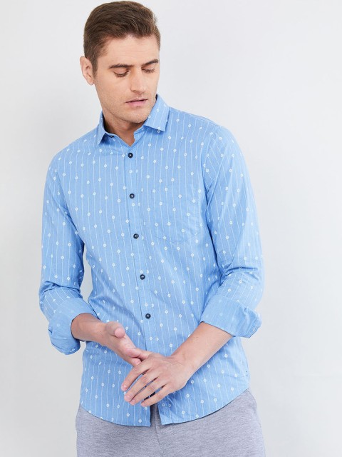 

max Men Blue Slim Fit Printed Casual Shirt