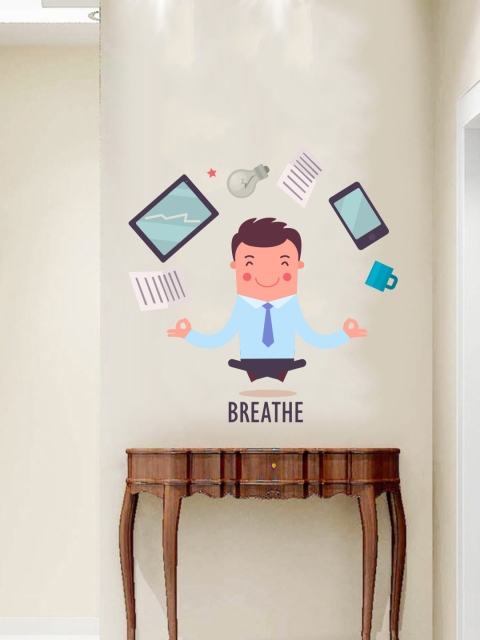 

rawpockets Multicoloured Breathe Infograph Wall Sticker, Multi