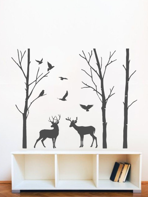 

rawpockets Black Deer and Jungle Wall Stickers