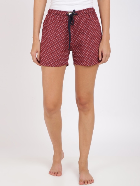 

Bene Kleed Women Maroon & White Printed Anti Bacterial Lounge Shorts BOWBS03SC05L36-4117