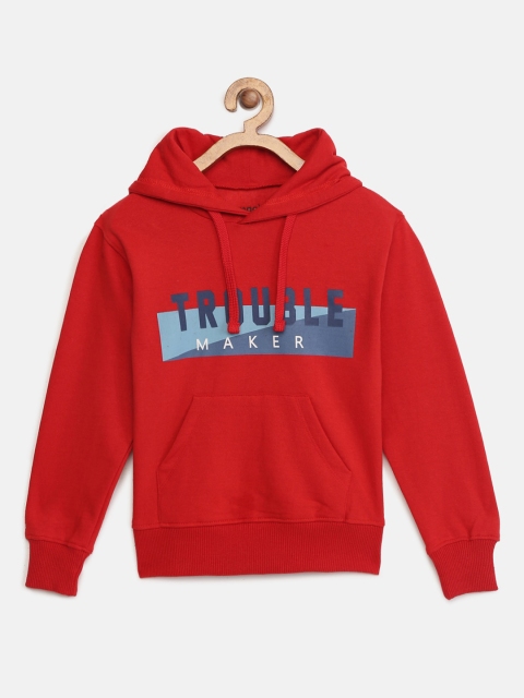 

mackly Boys Red Printed Hooded Sweatshirt