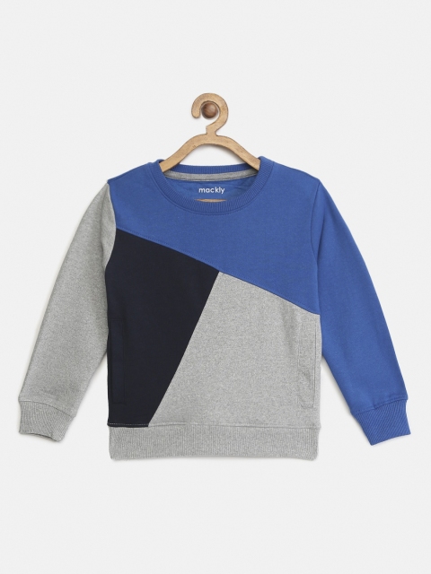 

mackly Boys Blue Colourblocked Round Neck T-shirt