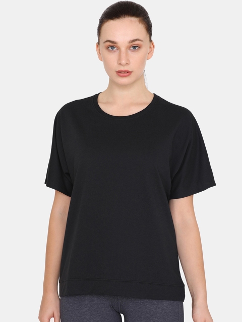 

Zelocity Women Black Solid Round Neck T-shirt