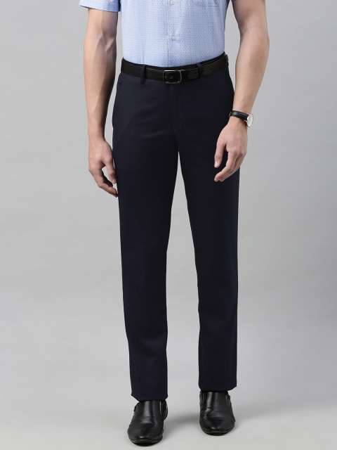 

Louis Philippe Men Navy Blue Slim Fit Solid Formal Trousers