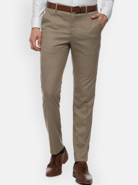 

Louis Philippe Men Brown Slim Fit Solid Formal Trousers