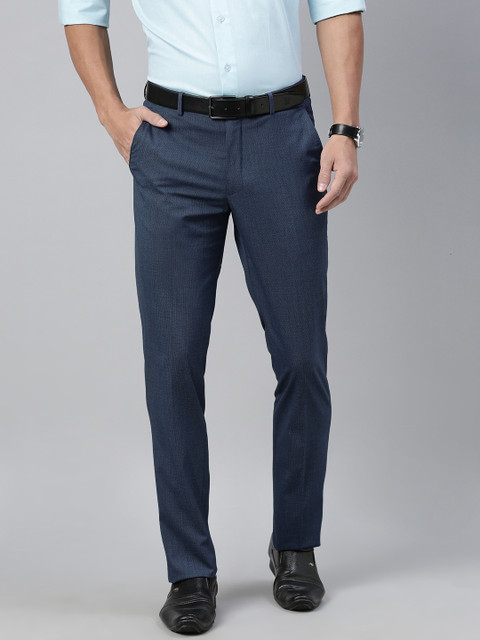 

Louis Philippe Men Blue Slim Fit Solid Formal Trousers