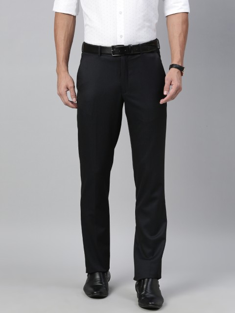 

Louis Philippe Men Black Slim Fit Solid Regular Trousers