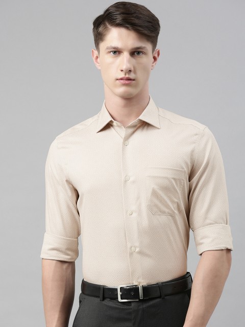

Louis Philippe Permapress Men Beige Classic Fit Self Design Formal Shirt