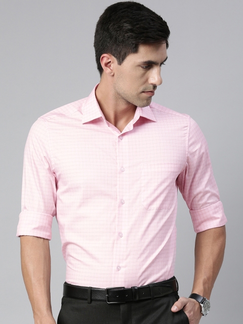 

Louis Philippe Men Pink Regular Fit Checked Formal Shirt