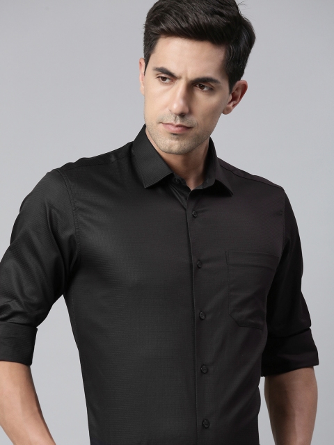 

Louis Philippe Men Black Slim Fit Self-Checked Formal Shirt