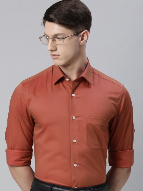 

Louis Philippe Men Rust-Coloured Slim Fit Solid Pure Cotton Semiformal Shirt