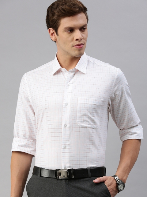 

Louis Philippe Men White & Navy Blue Slim Fit Checked Formal Shirt