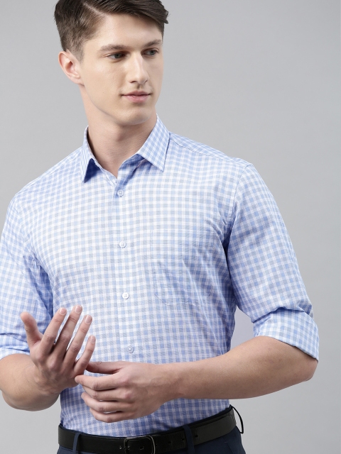 

Louis Philippe Men Blue & White Slim Fit Checked Formal Shirt