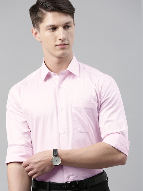 

Louis Philippe Men Pink Slim Fit Checked Formal Shirt