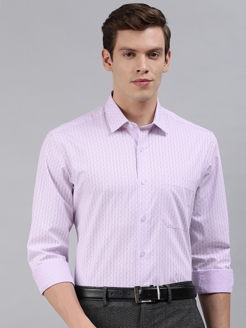 

Louis Philippe Men Purple & White Slim Fit Striped Formal Shirt