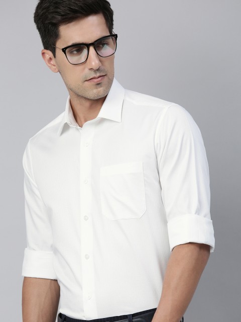 

Louis Philippe Men White Slim Fit Checked Formal Shirt