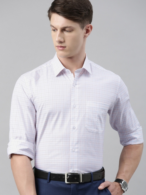 

Louis Philippe Men White & Blue Slim Fit Checked Formal Shirt