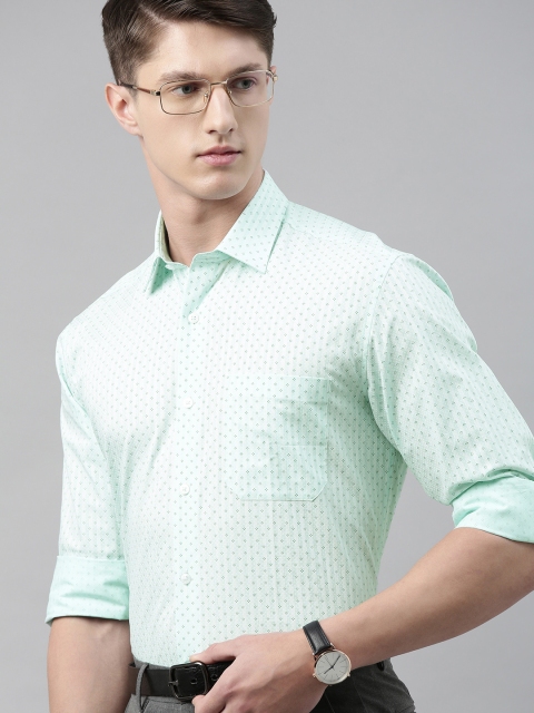 

Louis Philippe Men Green & Black Slim Fit Printed Formal Shirt